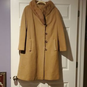 Vintage Wool Coat with Genuine Mink Collar